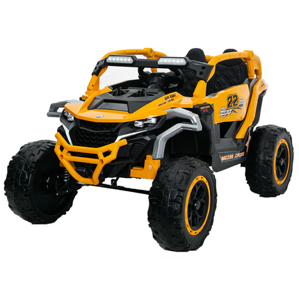 Ride On Models Truck Car 12V Kids Electric Vehicles, Remote Control, Front & Rear Shock Suspension, 2 Seater UTV, Flashlights And A Built-in Music Player, For Age 3-6 Years Old Yellow