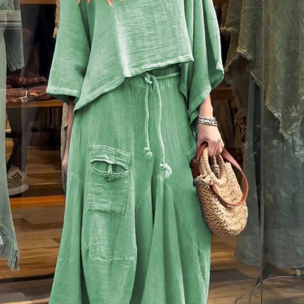 Casual Solid Color Loose Dress Two-piece Suit