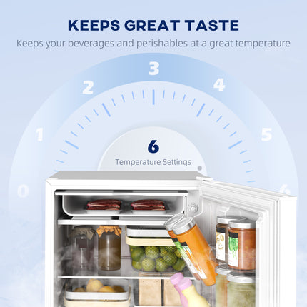 4.5 Cu.Ft Mini Fridge, Single Door Refrigerator with Freezer, Wheels, Adjustable Thermostat, Reversible Door, White