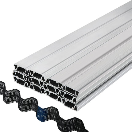 Spring Wire And Lock Channel, 6.56ft Spring Lock & U-Channel Bundle For Greenhouse, 50 Packs PE Coated Spring Wire & Aluminum Alloy Channel, Plastic Poly Film Or Shade Cloth Attachment W/Screws