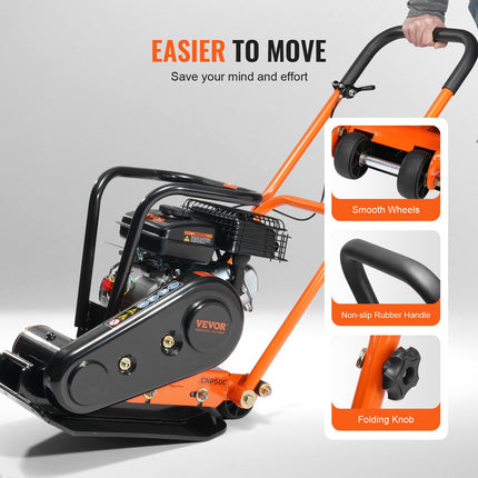 78.5CC Gas Engine 5,250 VPM, 1,920 Lbs Force Vibratory Compaction Tamper With 18.7 X 11.8 Inch Plate For Walkways, Patios, Asphalts, Paver Landscaping