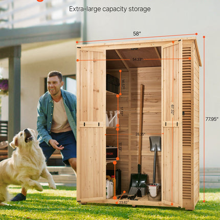 Outdoor Wooden Storage Shed Waterproof Garden Tool Shed With Lock 58x78 Inch