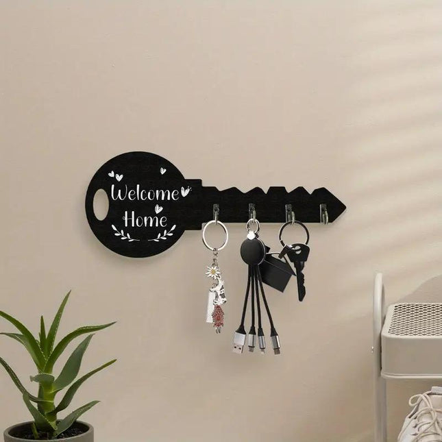 1pcs Vintage Wooden Key Shaped Key Hook Wall Decorative Hook Housewarming Gift Rustic Style Home Decor Halloween Thanksgiving Christmas Decoration