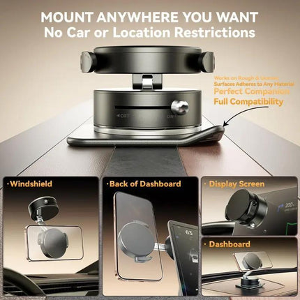 Upgraded Wireless Magnetic 360 Degree Rotating Adjustable Folding Car Phone Holder Strong Suction Power Is Suitable For Magsafe And All Smartphones