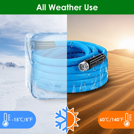 25FT-50FT Options -- 1Pc Non-Expanding Flexible Garden Hose Heavy Duty PVC Water Hose Leak-Resistant Kink-Free All-weather Burst 500PSI