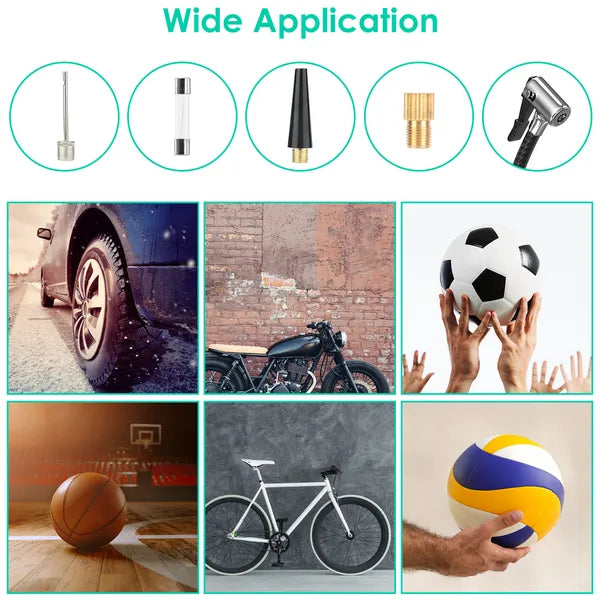 Portable Tire Inflator 120 PSI Maximum 90W Powered Tire Pump With Digital Display LED Light Inflatable Nozzle Needle Fuse Air Compressor For Bikes Motorbikes Car Balls