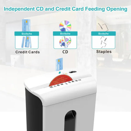 Woolsche Paper Shredder, P-4 Security Level,15-Sheet Cross Cut With 5.8-Gallon Pull Out Bin, Shred Paper And Credit Card/CD For Office Use
