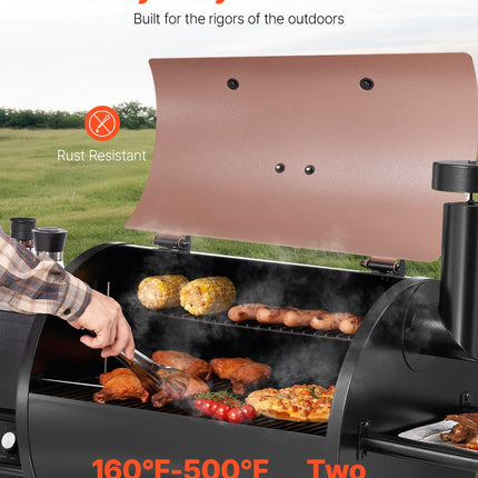 Wood Pellet Grill Smoker Outdoor Electric BBQ Grills 575 Sq.in Cook Area