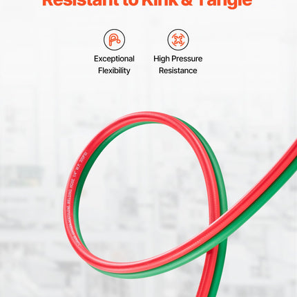 Oxygen Acetylene Hose, 1/4-Inch X 25FT Oxy Acetylene Hose With 9/16"-18 B Fitting, 300PSI T Grade Welding Cutting Torch Twin Hose, Compatible With Oxygen, Acetylene, Propane And Other Fuel Gases
