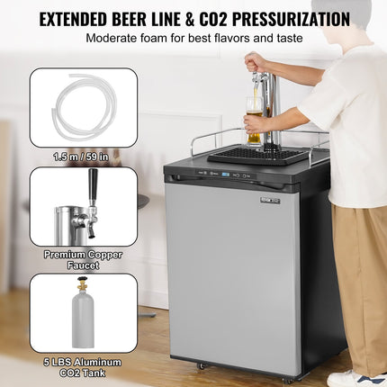 Beer Kegerator Draft Beer Dispenser Full Size Keg Refrigerator Single Tap