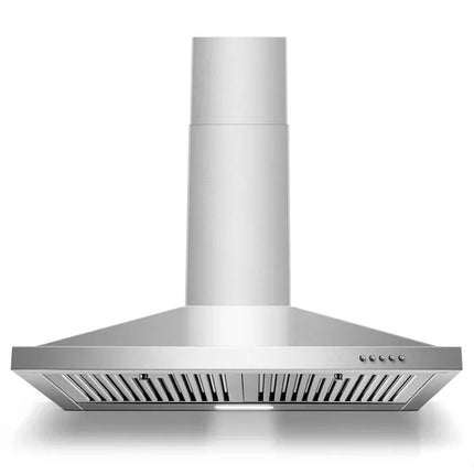 Range Hood 30 Inch, Wall Mount Range Hood Ducted/Ductless, Kitchen Hood In Stainless Steel, Vent Hood With Baffle Filters, 3 Speed Fan, Push Button Control, Energy-Saving LED Light