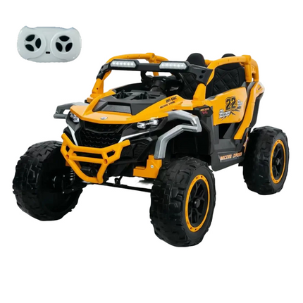 Ride On Models Truck Car 12V Kids Electric Vehicles, Remote Control, Front & Rear Shock Suspension, 2 Seater UTV, Flashlights And A Built-in Music Player, For Age 3-6 Years Old Yellow