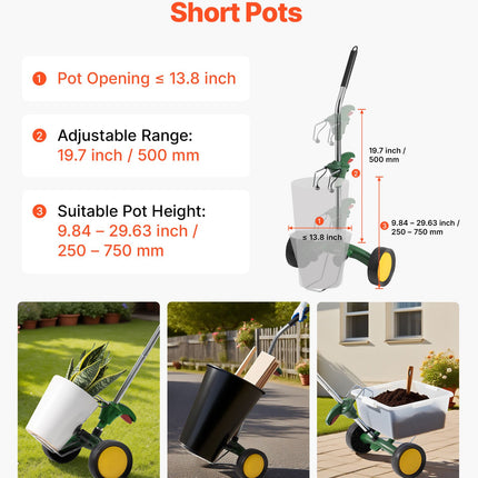 Garden Pot Mover Heavy Duty Potted Plant Mover Dolly With Adjustable Handle