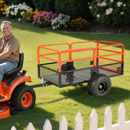 Dump Trailer 1800 Lbs 28 Cu. Ft Tow Behind Steel Garden Yard Trailer Cart