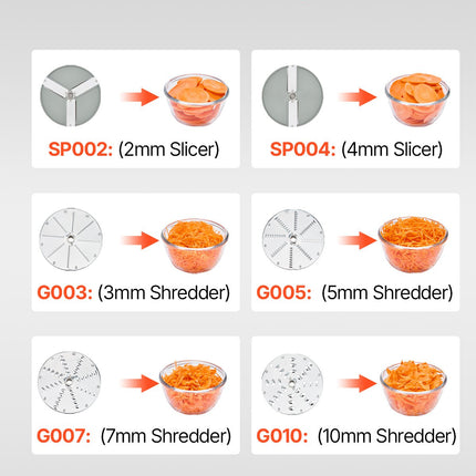 Food Processor Vegetable Chopper W/ 6 Blades Food-Grade Stainless Steel Blender