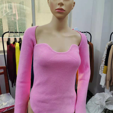 Women's Off-neck Pullover Long Sleeve Top Bottoming Sweater