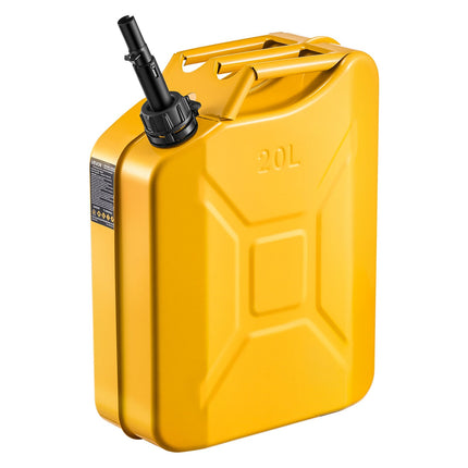 Metal Fuel Container, 5.3 Gallon, Fuel Jerry Can With Spout And Comfort Handle, 6 L/min Max Flow Rate, Leakproof & Corrosion-resistant Metal Gas Tank Most Cars Motorcycle ATV UTV, Yellow