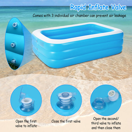 1Pc Inflatable Swimming Pools Family Swim Play Center Pool Blow Up Kiddie Pool For Family Inflatable Lounge Pool For Kids 103x69x24in