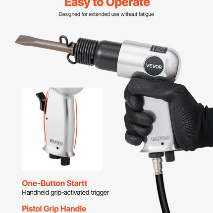 Air Hammer, 4500BPM Pneumatic Hammer With Rust Removal Air Needle Scaler & 4PCS Chisels Round Shank, Lightweight & Compact Air Chisel Pneumatic Shovel Tool For Cutting Scraping Demolishing