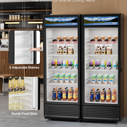 Commercial Merchandiser Refrigerator 12.2 CU.FT Glass Door Display Refrigerator