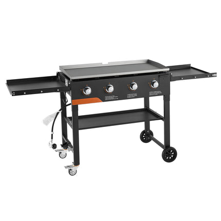 Gas Griddle, 4-Burner Flat Top Grill, 36 Inch Grill Plate Foldable Propane Griddle With Wheels, 60000 BTU Outdoor Flat Top Grills For Pan-Frying, Grilling, Stir-Frying, & BBQ, Pulse Ignition