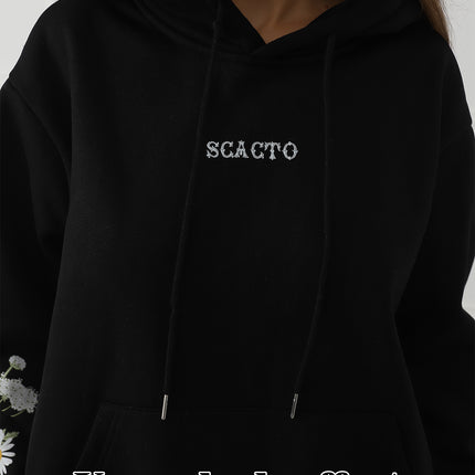 Women's Solid Color Floral Long Sleeved Sweatshirt