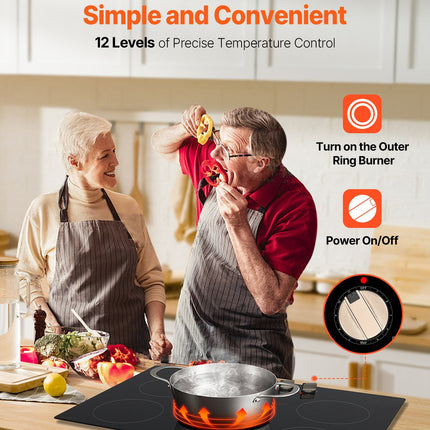 9200W 5 Burner Induction Cooktop Electric Countertop Burner Knob Control