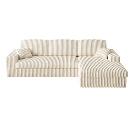 114.5Modern Corduroy Modular Foam Sofa, Recliner Seat Reversible Sofa, 2-in-1 Sofa With Recliner And L-Shaped Sofa Combination With Three Cushion Neck Pillow Combination And Two Throw Pillows
