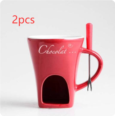 Fondue Mug Set Chocolate Cheese Ice Cream Fondue Maker Kit Individual Butter Melter Cup Small Warmer Kitchen Gadgets