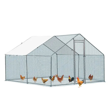 10 X 10 Ft Large Metal Chicken Coop, Walk-in Poultry Cage Chicken Hen Run House With Waterproof Cover, Rabbits Cats Dogs Farm Pen For Outdoor Backyard Farm Garden(SAME AS09877689)