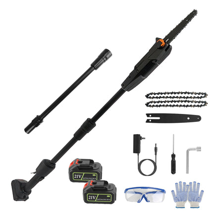 1Set 6in Cordless Pole Saw 7.4FT Maximum Extendable Length 35FT Per Second Speed Electric Pole Chainsaw 2Pcs 3.0Ah Batteries And Charger Included For Pruning Trimming Fedex Shipping