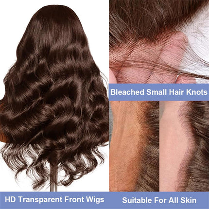 13x4 Lace Frontal Human Hair Wig Brown Body Wave Density