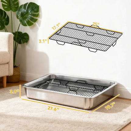 Dog Potty Tray Stainless Steel For Small And Medium Dogs, Dog Training Tray For Porch, Bathroom, Balcony