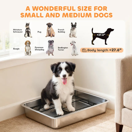 Dog Potty Tray Stainless Steel For Small And Medium Dogs, Dog Training Tray For Porch, Bathroom, Balcony