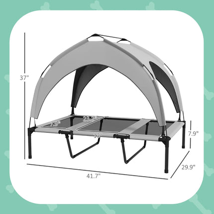 Elevated Dog Bed With Canopy, Raised Outdoor Pet Bed For Camping With Washable Breathable Mesh, 42'' X 30'' X 3'' , Tiktok