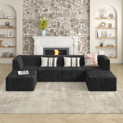 Single Seat Sofa Compressed Sectional Sofa Modern Minimalist Style Corduroy Couch, Sleeper Sofa For Living Room, Bedroom, Comfy Compressed Sofa Couch Space-Efficient Design-black