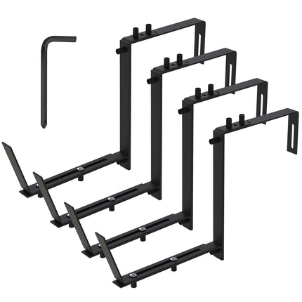 4Pcs Per Set Adjustable Planter Box Brackets Flower Box Holders Window Boxes Planters Hooks No Drill Railing Planter Mounts For Windowsills Garden Fences Balcony