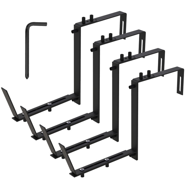 4Pcs Per Set Adjustable Planter Box Brackets Flower Box Holders Window Boxes Planters Hooks No Drill Railing Planter Mounts For Windowsills Garden Fences Balcony