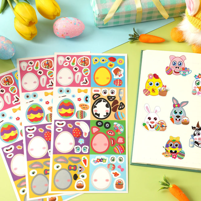 320 Easter Egg Animal Stickers Make Your Own Easter Egg Face Stickers DIY Easter Basket Stuffing Game School Goody Bag Reward Party Favor Supply