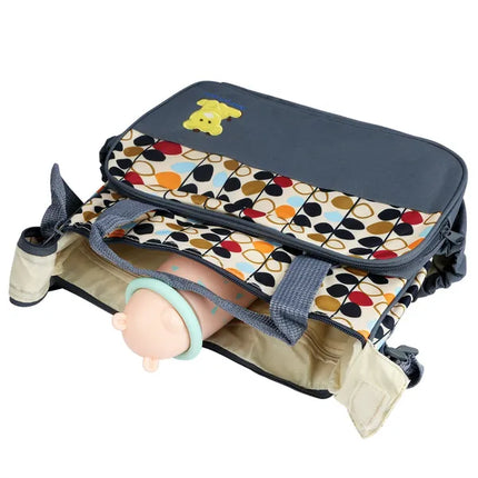 5PCS Baby Nappy Diaper Bags Set Mummy Diaper Shoulder Bags W/ Nappy Changing Pad Insulated Pockets Travel Tote Bags