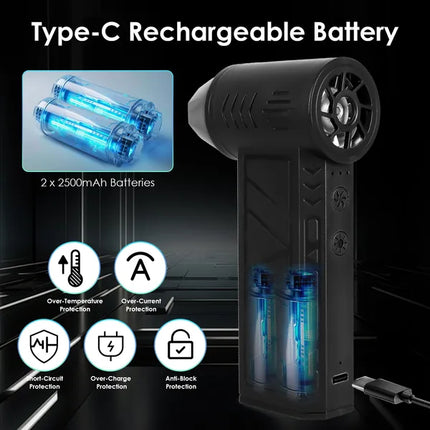 Compressed Air Duster With LED Light Up To 150000RPM Speed For PC Keyboard Cleaning High Speed Rechargeable Cordless Air Blower With 4 Speeds For Home Car Outdoor