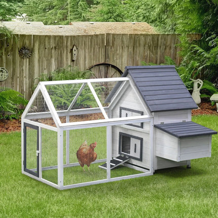 Chicken Coop Wooden Chicken House Rabbit Hutch Poultry Cage Hen Pen  With Nesting Box, Ramp, Run