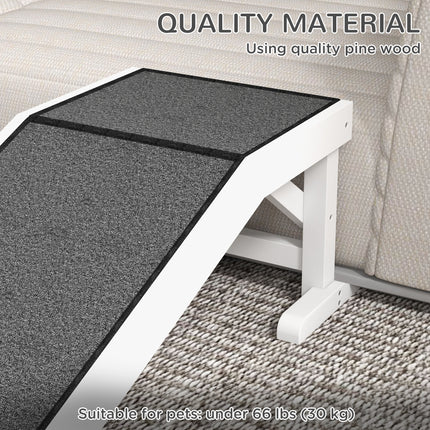 49" Pet Ramp for Dogs & Cats with Non-Slip Carpet, White