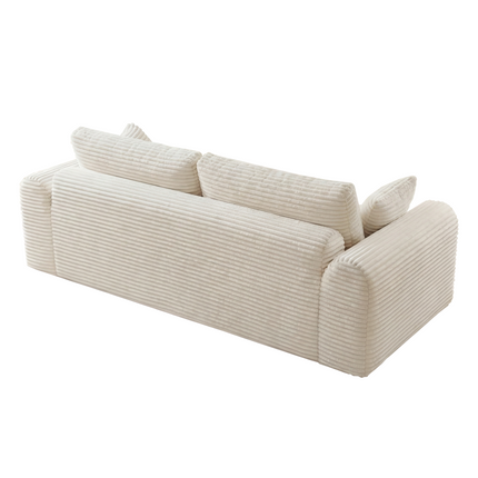 3 Seater Couch, Corduroy Boneless Couches For Living Room,26.4 Cloud Couch With Deep Seat,Comfy Floor Sofa With 2 Pillows,Upholstered Floor Sofa In A Box