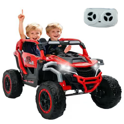 Ride On Models Truck Car 12V Kids Electric Vehicles, Remote Control, Front & Rear Shock Suspension, 2 Seater UTV, Flashlights And A Built-in Music Player, For Age 3-6 Years Old Red
