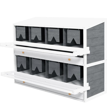 Chicken Nesting Box, 8 Compartment Wood Laying Boxes For Chicken Coop