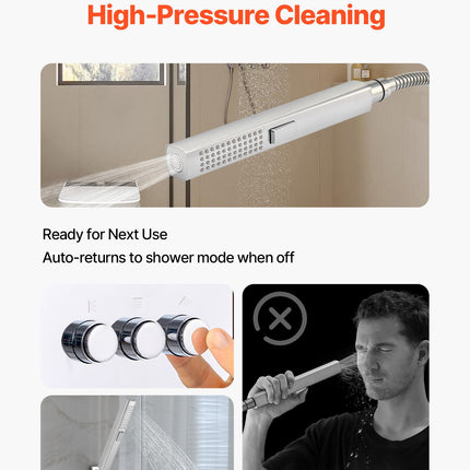 Shower Faucet Set, 12 Inch Thermostatic Ceiling Mount Rainfall Shower System With 6 Inch Wall Mount Head And 2 In 1 Handheld Spray, 3-Function Dual Rain Head Brass Valve And Trim Kit, Chrome