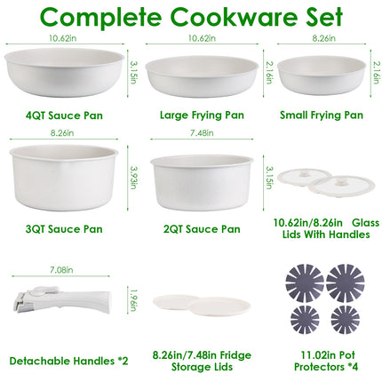 17Pcs Nonstick Cookware Set Frying Pan Sauce Pan Oven Dishwasher Safe Fedex Shipping