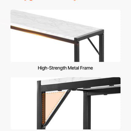 Marble Console Table Modern Narrow Long Console Table With Power Outlet