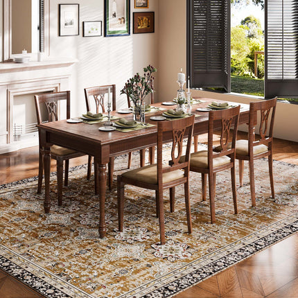 Area Rug, 9 X 12 Ft Large Washable Rug, Non-Slip And Tear-Resistant Soft Carpet, Pet & Child Friendly Vintage Area Rugs, Indoor Mat For Bedroom, Living Room, Kids Room, Office, Brown Green